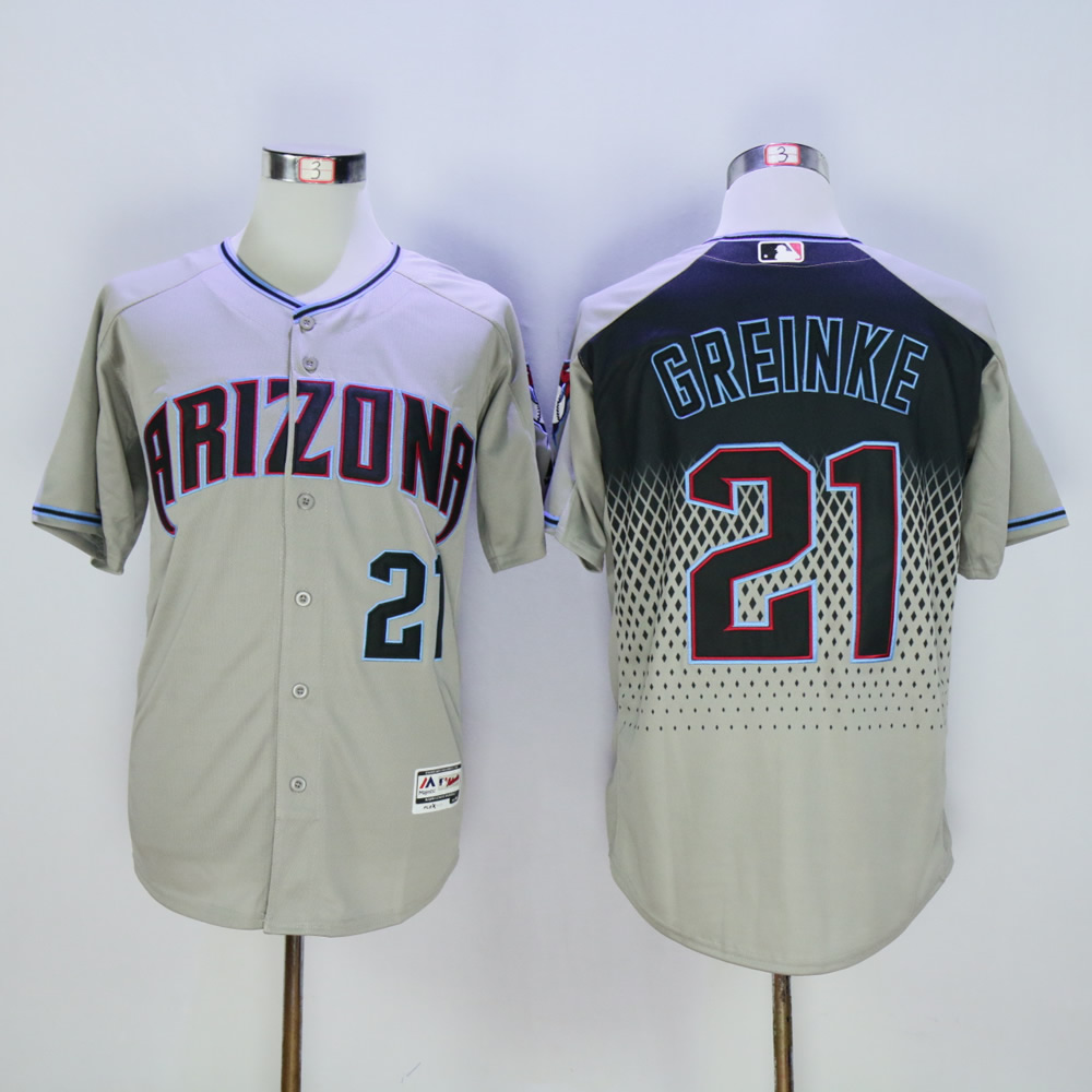 Men Arizona Diamondback 21 Greinke Grey MLB Jerseys